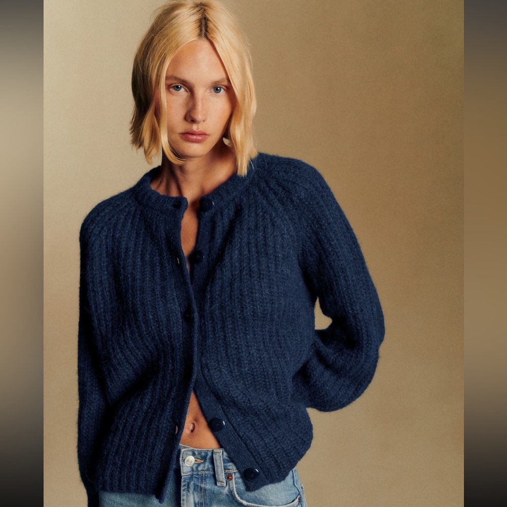 NWOT Sézane Emilie Navy Blue Cardigan Sweater - XS